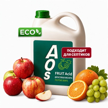 Eco гель для посуды AOS с Фруктовыми кислотами, 4800 гр