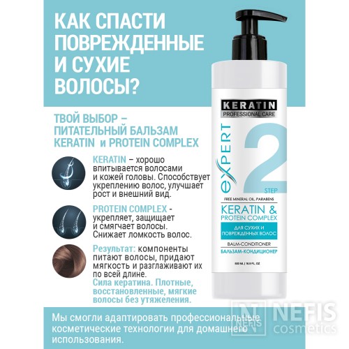 Бальзам для сухих и ломких волос PROFESSIONAL CARE «Питание и восстановление» KERATIN, 500 мл