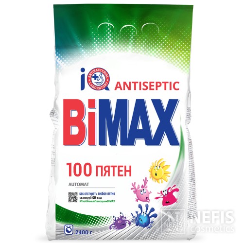 Стиральный порошок BiMax "100 пятен" без хлора, без фосфатов 2400 гр