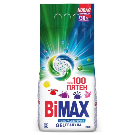 Стиральный порошок BiMax GelГранулы 100 пятен Automat в м/у, 9 кг