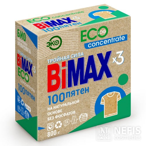 Стиральный порошок BiMAX Эко концентрат 100 пятен в т/у, 800 гр