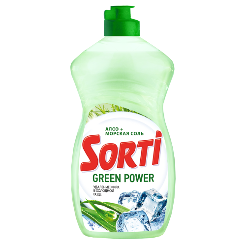 Средство для мытья посуды SORTI Green Power алоэ + морская соль, 450 гр