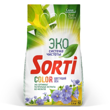 Стиральный порошок Sorti Color Цветущий лен Автомат в м/у, 2400 гр
