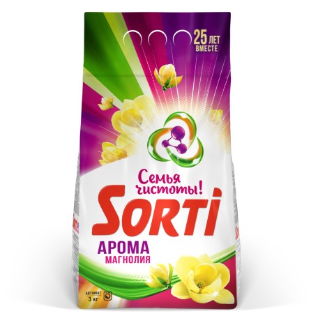 Стиральный порошок Sorti Арома магнолия Автомат в м/у, 3000 гр
