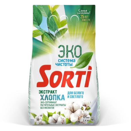 Стиральный порошок Sorti Экстракт хлопка Автомат в м/у, 2400 гр