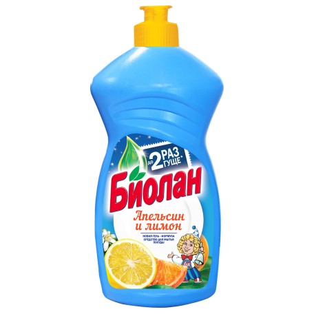 Средство для мытья посуды Биолан Апельсин и лимон, 450 гр