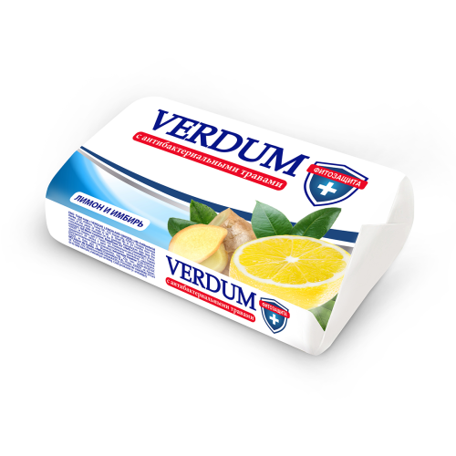 Туалетное мыло Verdum "Лимон и имбирь" с антибактериальными травами 90 гр