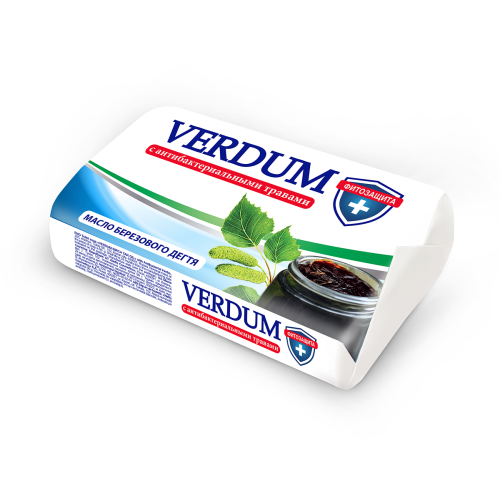 Туалетное мыло "Verdum Масло березового дегтя" с антибактериальными травами, 90г