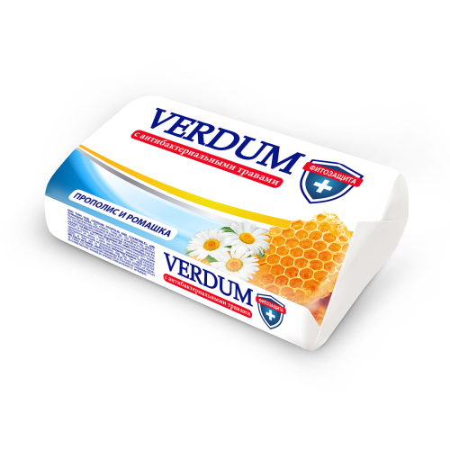 Туалетное мыло Verdum "Прополис и ромашка" с антибактериальными травами 90 гр