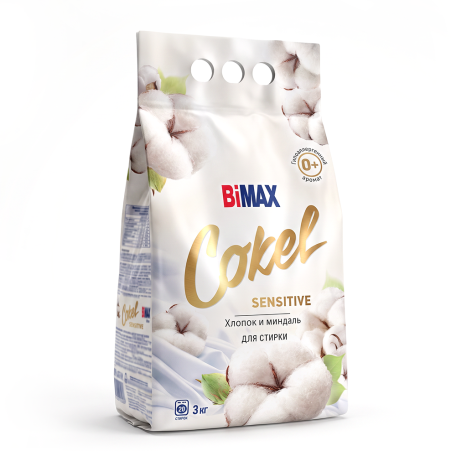 Стиральный порошок Cokel от BiMAX Sensitive Хлопок и миндаль Automat 3000г м/у