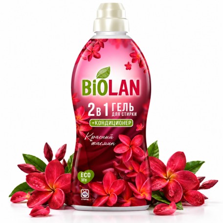 Гель для стирки Biolan 2в1 с кондиционером Красный Жасмин 1,8 кг