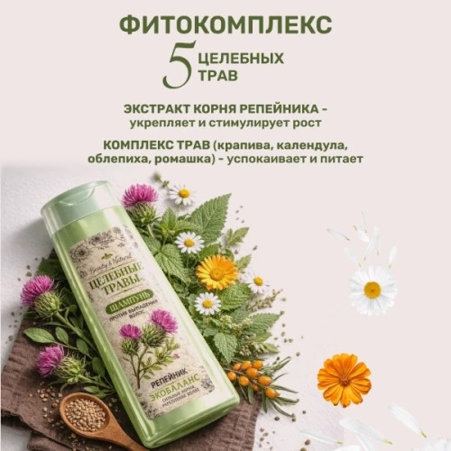Шампунь для окрашенных волос Целебные травы, 320 гр